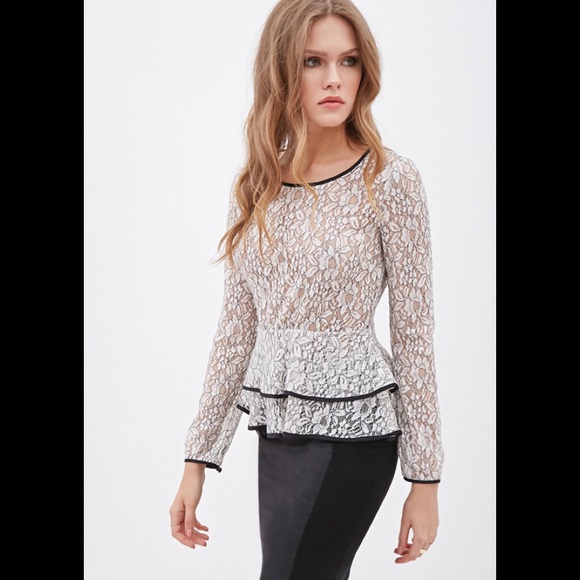 Forever 21 Tops - Forever 21 Contemporary Lace Peplum Blouse